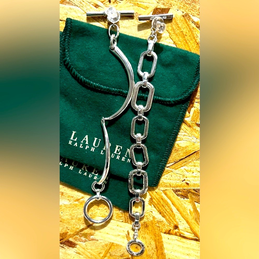 Ralph Lauren silver tone vintage bracketts x2 with original RL felt bag & box